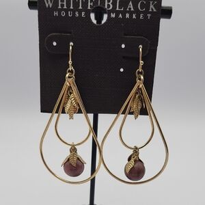 White House Black Market Gold and Plum Teardrop Earrings